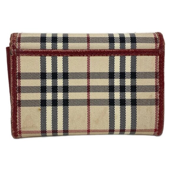 Auth Burberry - Cream Dark Brown Multi Nylon Leather Business Card Holder - Picture 7 of 9